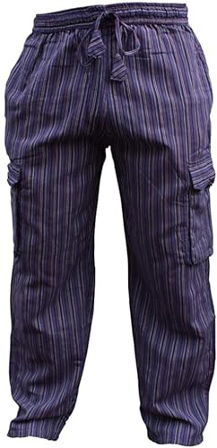 SHOPOHOLIC FASHION Unisex flerfärgade ränder vida ben sidficka hippy byxa