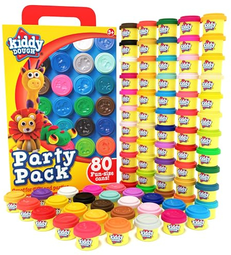 Kiddy Dough Party Pack - 80 Colorful Containers of Soft, Non-Toxic Mini Play Modeling Dough for Creative Fun - Safe & Educational Halloween Party Favors for Kids
