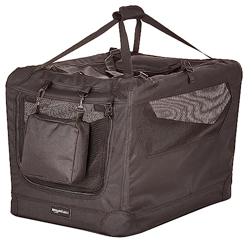 Amazon Basics Folding Portable Soft Pet Dog Crate Carrier Kennel, 26.2L x 17.8W x 18.1H, Black