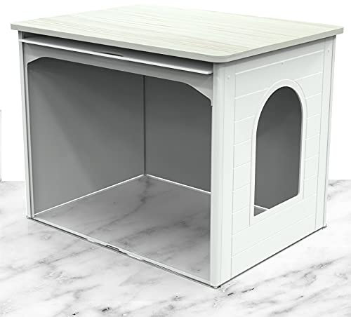 Palram Tiger Double Cat Litter Box Furniture Hidden, XL Pet House Enclosure, Washroom Cabinet Bench, Side Table for Large Cats with Hidden Flip Up Door