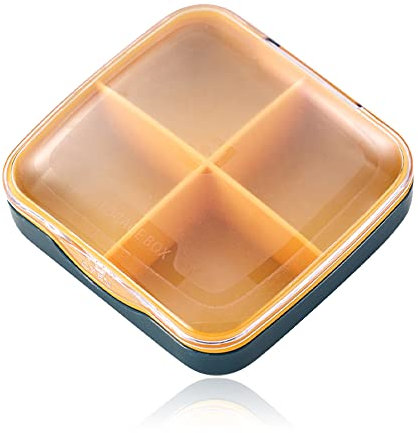 IUDWCG - 1 Pcs Daily Pocket Pill Box, Edelstahl-Pillenbox mit 4 Fächern, Taschen-Pillenhalter Reiseetui, Silber, quadratisch