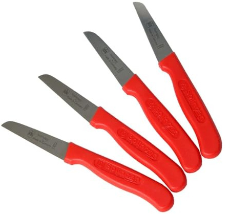 TOPANBIETER 999 TOPANBIETER 999 Schälmesser 4er Set mit rotem Griff - Vielseitige Obstmesser, Gemüsemesser, Allzweckmesser - Made in Germany, Küchenmesser, Allzweckmesser
