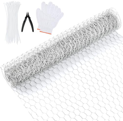 0,4 x 5 m Kaninchendraht Hühnerzaun Verzinkt mit Kabelbindern,Drahtgeflecht Feinmaschiger Kaninchendraht Sechseckiger Drahtgeflecht Leichtes Drahtgeflecht
