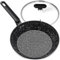 MICHELANGELO Frying Pan with Lid 30cm, Non Stick Pan with Nonstick Stone Coating, Healthy & Non-Toxic Granite Coating, Stone Fry Pan for Induction, Black