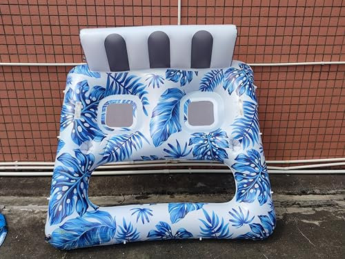 DeeprBetter Bouee Piscine Adulte avec Filet, Fauteuil Gonflable Piscine avec Porte-Gobelet & Poignée, 0,4 mm Epaissi Geante Bouée Gonflable Matelas Piscines Filet, Double Fauteuil Eau Piscines