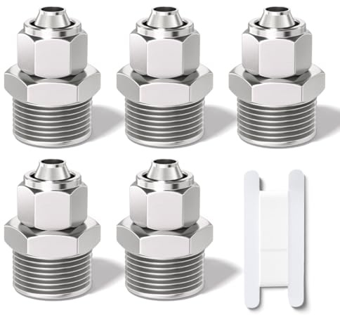 Bwintech 5 pezzi 6mm tubazione OD x 1/8” filettatura maschio BSP spingere diritto per collegare il raccordo del dado di bloccaggio, KPC6-01 adattatore rapido della linea dell'aria