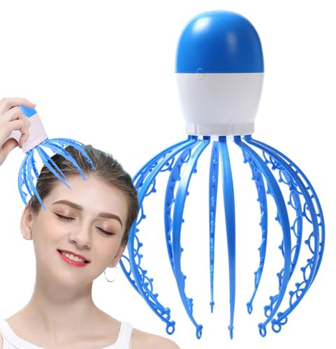 Wuvfojca Masseur de tête, grattoir de tête | Électrique en forme de pieuvre avec 84 nœuds de massage indépendants, 3 modes