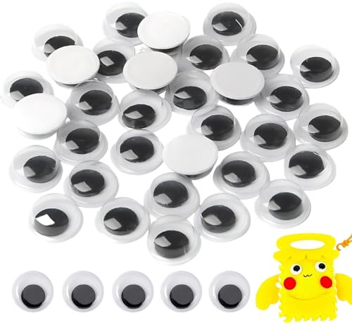 Quesuc Adhesivos Ojos Móviles Negros De Plástico Redondo Autoadhesivo Ojos (300pcs 8MM)