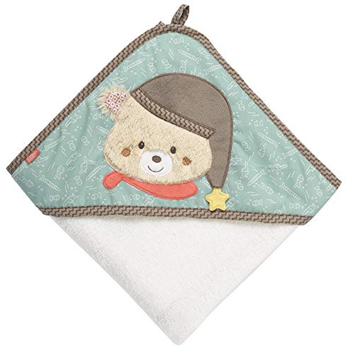 Fehn Badetuch Baby Bär - Badehandtuch Kinder Poncho aus Frottee - Handtuch mit süßem Teddybär- Babybadetuch mit Kapuze für Babys und Kleinkinder ab 0+ Monaten – Kapuzenhandtuch Maße 80 x 80 cm