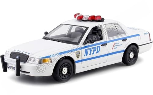 Greenlight 2011 Ford Crown Victoria Police Interceptor New York City Police Department (NYPD) White Hot Pursuit Series 1/24 Diecast Model Car