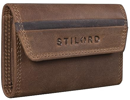 STILORD Bowie Mini portachiavi in Pelle Custodia per chiavi e portafogli piccola custodia Key Organizer Slim Wallet per carte CE e portafoglio chiave Colore:marrone medio
