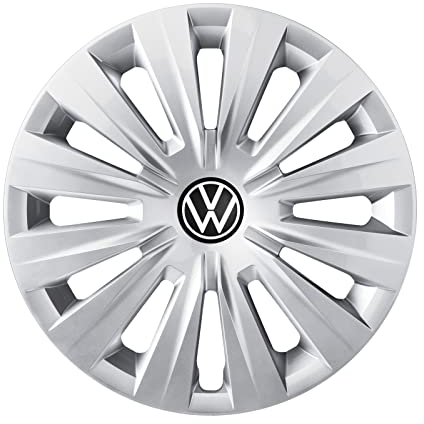 Volkswagen 5H0071455UWP Radkappen (4 Stück) Radzierblenden 15 Zoll Stahlfelgen Radblenden, brillantsilber