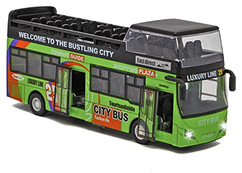 Crelloci London Double Decker Bus Toy-1:32 Scale Die Cast Model Stagecoach Buses Pull Back City Bus Kids Play Vehicle with Light and Sound for Kids Age 3 4 5 6 Years Old(Green)