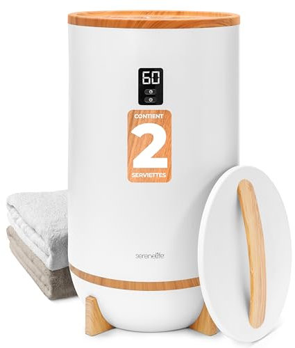 SereneLife calentador de toallas tipo cubeta, Con fragancia personalizable, Towel warmer, Spa, Calientatoallas, Electrico, Apagado automatico, Portatil, ideal para Pijamas, Manta, Bata de baño