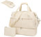 Kono Reisetasche Duffel Bag 32L Wasserabweisende Sporttasche mit Schuhfach Kosmetiktasche Abnehmbarer Schultergurt Leichte Reisetasche Gepäcktasche Wochenendtasche mit Trolley-Hülle (Beige)