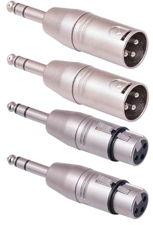 Seefeful 1/4 TRS to XLR Adapter 4 Pack, 2 Pack Male and Female to 6.35mm, Balanced Quarter Inch 6.35mm to XLR Male/Female Adapters for Mixers, Microphones, Amplifiers