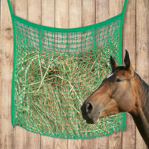 BORDEAG Filet À Foin, Filet A Foin Pour Chevaux, 120 X 90 Cm Filet A D'alimentation, Sac A Foin Avec Mailles Filet A Foin Extra Large Pour Poneys,Chèvres, Animaux(vert)