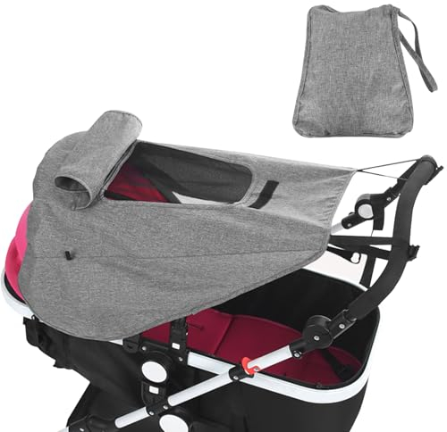 Universal Kinderwagen Sonnensegel, Sonnenschutz mit UV-Schutz 50, Wasserdicht Staubdicht Winddicht, Sichtfenster und extra breite Schattenflügel, Verstellbar für Kinderwagen Sonnensegel,