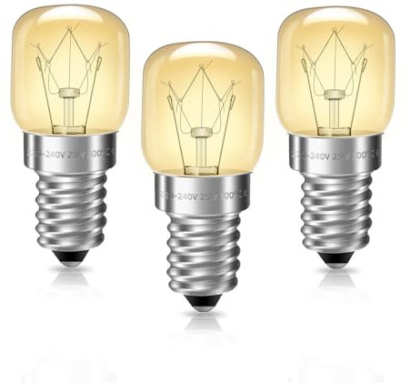 Liuyife 3 Pezzi Lampadina forno E14 T22, Dimmerabile, Resiste a 300° gradi, Bianco Caldo 2700K, per Lampada di Sale, Forno, Frigo