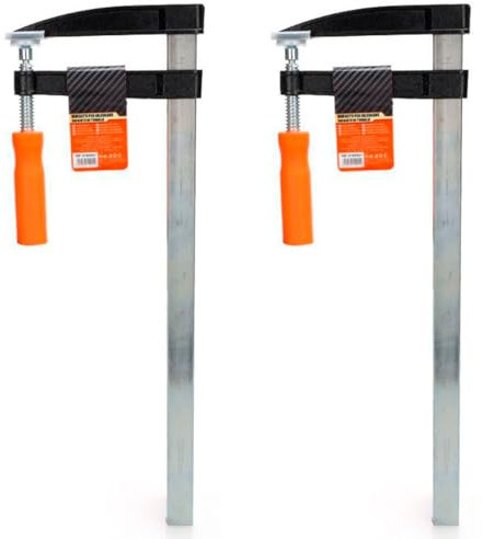 AC - Pack de 2 sargentos de tornillo, abrazadera de barra, acero y plástico, gran fuerza de sujeción, herramienta para carpintería, fijación de madera, tableros - 120 x 400 mm