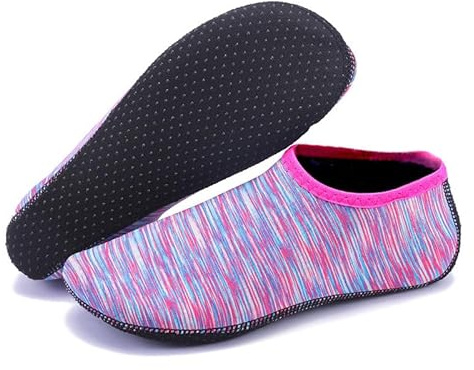 Quick-Dry Unisex Water Shoes for Mens Womens - Lightweight Aqua Socks with Anti-Slip Sole, Breathable Snorkeling Socks for Swimming, Surfing, Beach Walking for Adults(Camo Purple,1.5/2 UK)