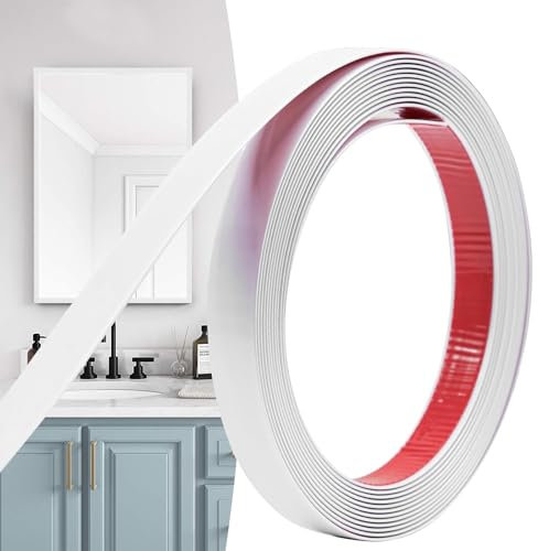 Hengrongshen Moulure Décorative Autoadhésive Blanc Mat (6M x 2cm) Peler et Coller, Bandes Murales en PVC Flexibles, idéales pour Mur, Miroir, Plafond, Sol, Armoire, Carrelage, Bords, Moulures DIY