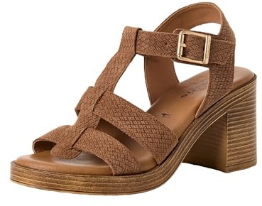 Sandale femme Tamaris à talon bloc en cuir brun 36 EU