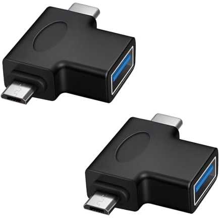 2 PCS Adaptateurs OTG 2 en 1, Adaptateurs USB 3.0 vers USB-C et Micro USB B, Convertisseur USB A Femelle vers USB-C Mâle & Micro USB B Mâle, Compatible Smartphone, Tablette, Ordinateur et Chargeur