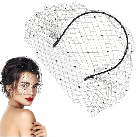 Bandeau Voile - Serre-Tête Voile Mariage Noir Vintage,Accessoire Capillaire Léger Pour Fille Sœur Épouse Amie ou Compagne