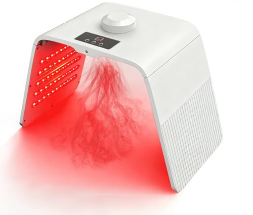 Maschera per Terapia Della Luce 7 Colori, Pieghevole Maschera LED per Viso con Funzione Spray per Cura Della Pelle, Uso Domestico nel Salone SPA