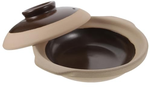 VERDANVERSE Cazuela De Cerámica Para Cocinar Arroz 20 Cm, Ollas De Cocina Caseras Sin Recubrimiento, Diseño Asas Para Uso Estufas De Gas, Utensilios De Cocina Saludables y Ecológicos