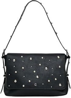 Gaudí Sac crossbody en simili cuir botté avec clous, logo GJ et bandoulière avec chaîne.