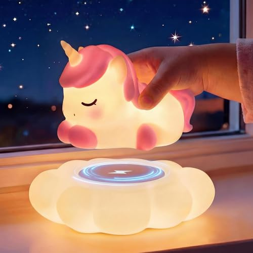 Mewaii Lampada Notturna a Forma di Unicorno per Bambini, Lampada in Silicone con 3 Livelli di Luminosità e 4 Rumori Bianchi, Ricaricabile con Lunga Durata della Batteria, Luce Notturna da Regalo per