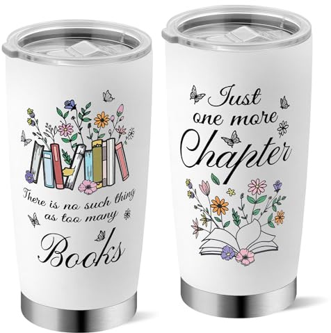 Yuecda Book Lovers Gifts for Women Stainless Steel Cup Birthday Gift for Book Lovers Bookish Gifts Librarian Appreciation Books Club Present Books Themed Gift for Bookworms 20 Oz Tumbler