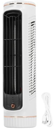 QWUUYEC Ventilatore da Scrivania Senza Pale, Raffreddatore Portatile Ricaricabile, 3 Velocità Regolabili, Silenzioso, per Camera Ufficio Esterno (Bianca)
