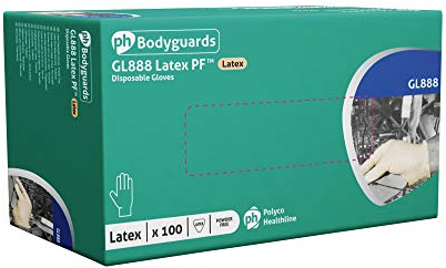 Polyco GL8885 Bodyguards 4 Latex Powder Free Disposable Glove, Size XL, White