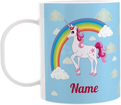 Striefchen® Kindertasse aus Kunststoff für Mädchen mit Wunschname - verschiedene Motive Einhorn