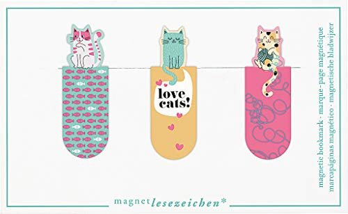Magnetiskt bokmärke Love Cats set med 3 | magnetiskt bokmärke katt | Charmigt Illustrerad