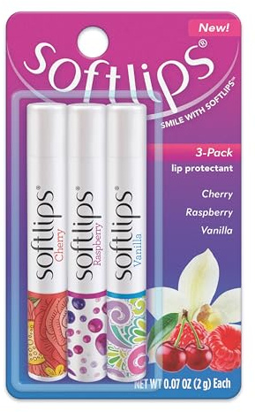 Softlips Daily Lip Moisturizer For Very Dry Lips, Multi-Flavored Lip Balms, Hydrates, Soothes & Prevents Dry, Chapped Lips, Smooth Glide Formula, Dermatologist Tested, Pack of 3 Chap Sticks