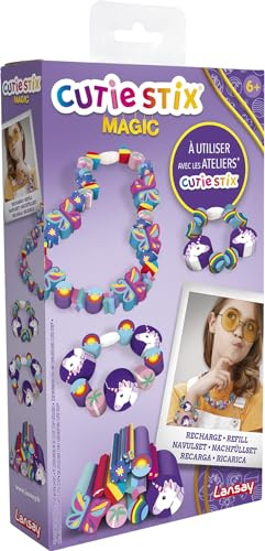 Lansay - CUTIE STIX - Recharge Magic - A Utiliser avec Atelier Cutie Stix - 11 Stix Thème Licorne, Arc en Ciel, Papillon - Pour Création Bijoux & Kit Bracelet pour Enfants dès 6 ans - Loisirs Créatif
