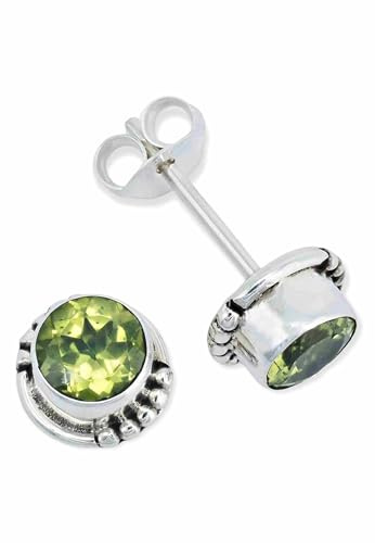 Ohrstecker 925 Silber Peridot leuchtend grüner Stein Edelstein Ohrringe echt Silber Damen Sterling Silber Stecker Geschenk(MOS-026-59)