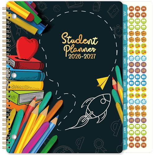 Student Planner 2026-2027 - Academic Year Weekly & Monthly School Planner, 11’’ × 9’’, Student Calendar with Stickers, Monthly Tabs, Strong Twin-Wire Binding, Perfect Organizer