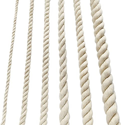 Corda di cotone spessa bianca con cappio morbida corda da 12 mm per giardino, macramè, kit per appendere piante (10 m)