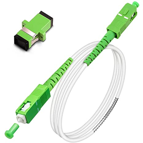 Bangun SC/APC to SC/APC Fiber Optic Internet Cable, Armored Single Mode Patch Cable, Fiber Optic Jumper Optical Patch Cord - SIMPLEX - 9/125um - OS1/OS2 Compatible, LSZH White, 1m