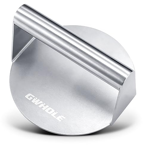 GWHOLE Presse Steak Haché Rond, Presse Hamburger, Smash Burger Antiadhésive en Acier Inoxydable 304 Presse Burger Hamburger Appareil Presse a Steak Haché pour Steak, Burger, Viande, Barbecue