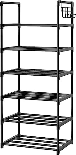 Vicye Schuhregal mit 6 Ablagen Schuhregal Schmal Schuhschrank hoch aus Metall für Flur Schlafzimmer Wohnzimmer Eingang