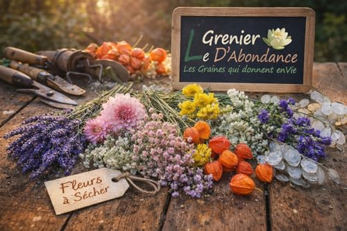 Lot de 540 graines à semer - Le Grenier d'Abondance - Fleurs à sécher - 8 sachets individuels