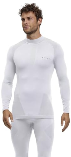 FALKE Men's Warm Turtleneck M L/s Sh Functional Yarn Quick Dry 1 Piece Base Layer Top, White 2860, S