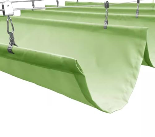 Custom Retractable Pergola Replacement Canopy, Waterproof Shade Fabric Cover Pergola Kits, Outdoor Patio Slide Wire Wave Awning Sail Deck Porch Yard Rainprooff(Color:Green)