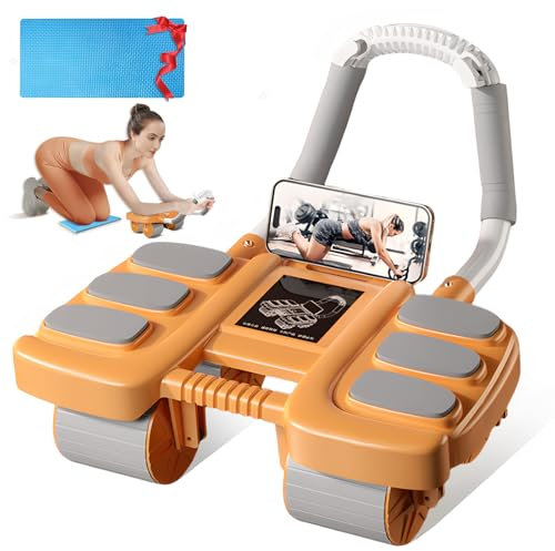 Bauchroller,Bauchtrainer für zuhause,Bauchroller mit Ellenbogenstütze,Mit automatischem Rückprall Bauchmuskeltrainer,Bauchmuskel-Trainingsrolle für Frauen und Männer,Orange